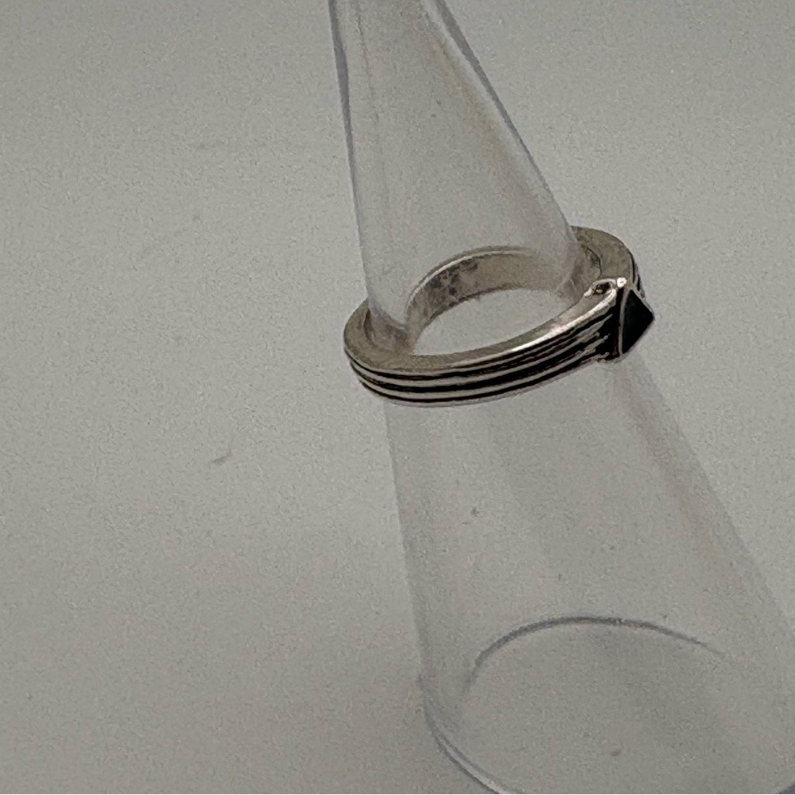 ✨ Minimalist Triangle Accent Ring – Silver Tone Stackable Band ✨