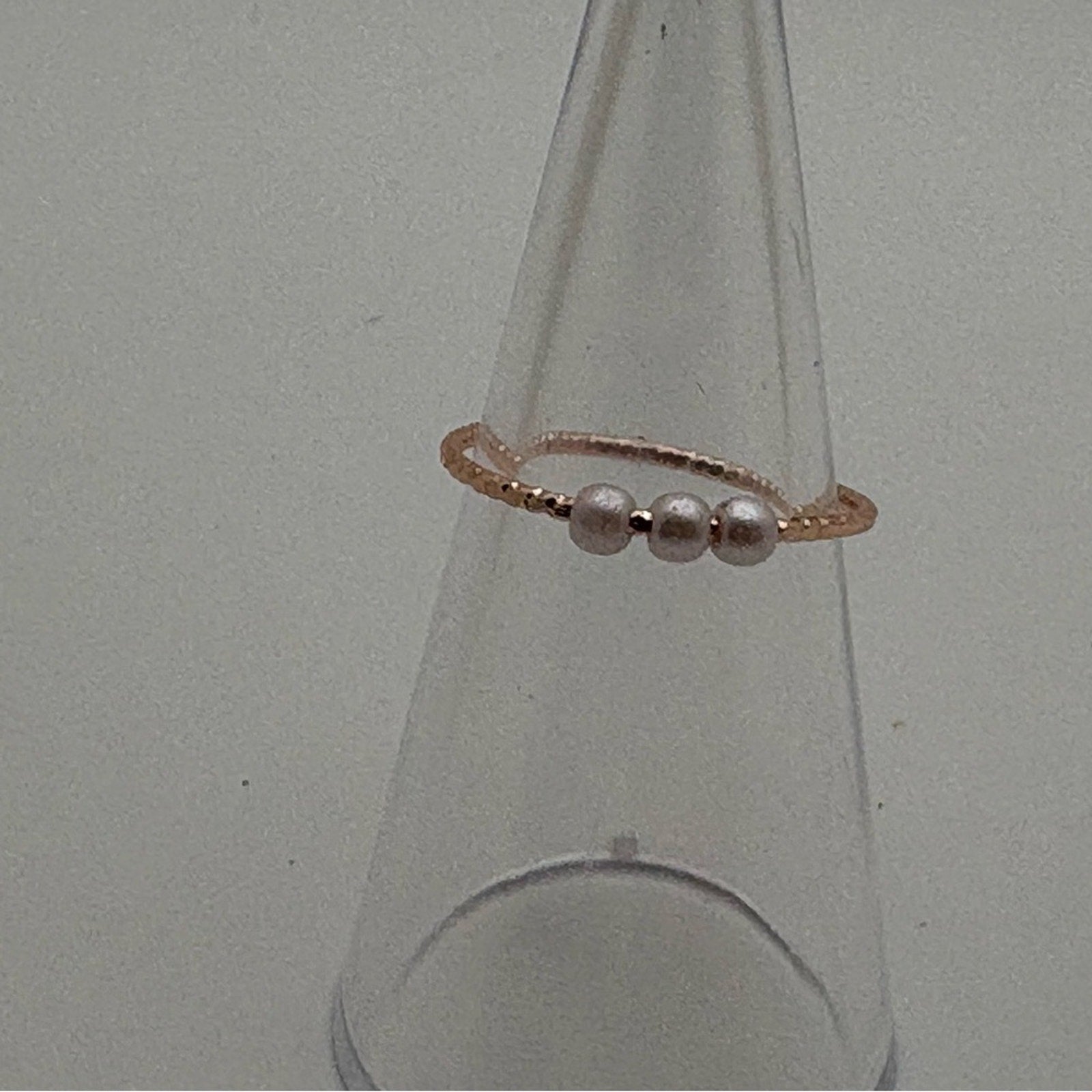 ✨ Minimalist Rose Gold Beaded Ring – Dainty Stackable Band ✨