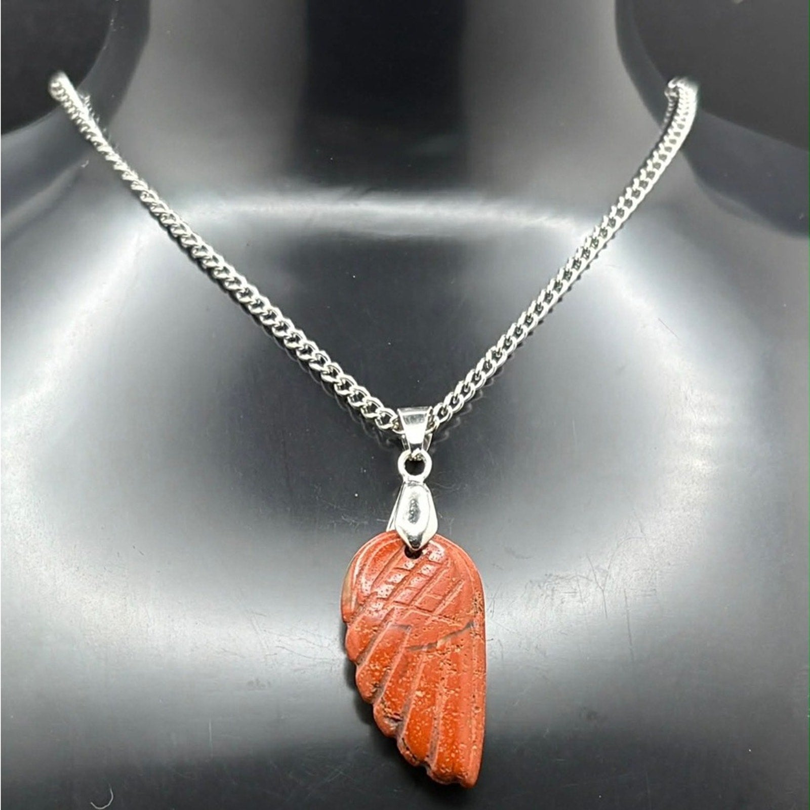🧡 Red Jasper Angel Wing Pendant Necklace 🧡