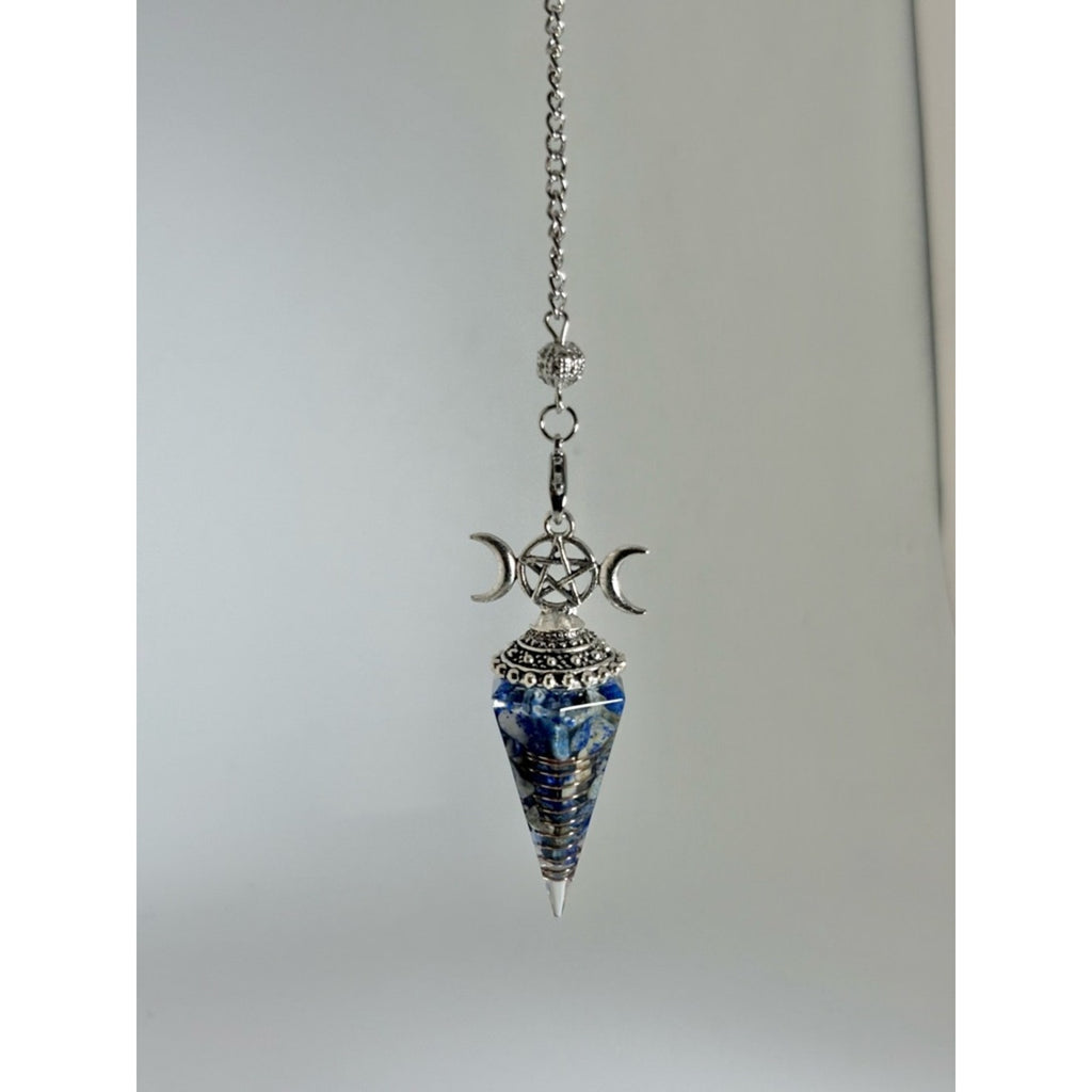 Lapis Lazuli Orgone Pendulum | Triple Moon Pentacle | Divination Tool