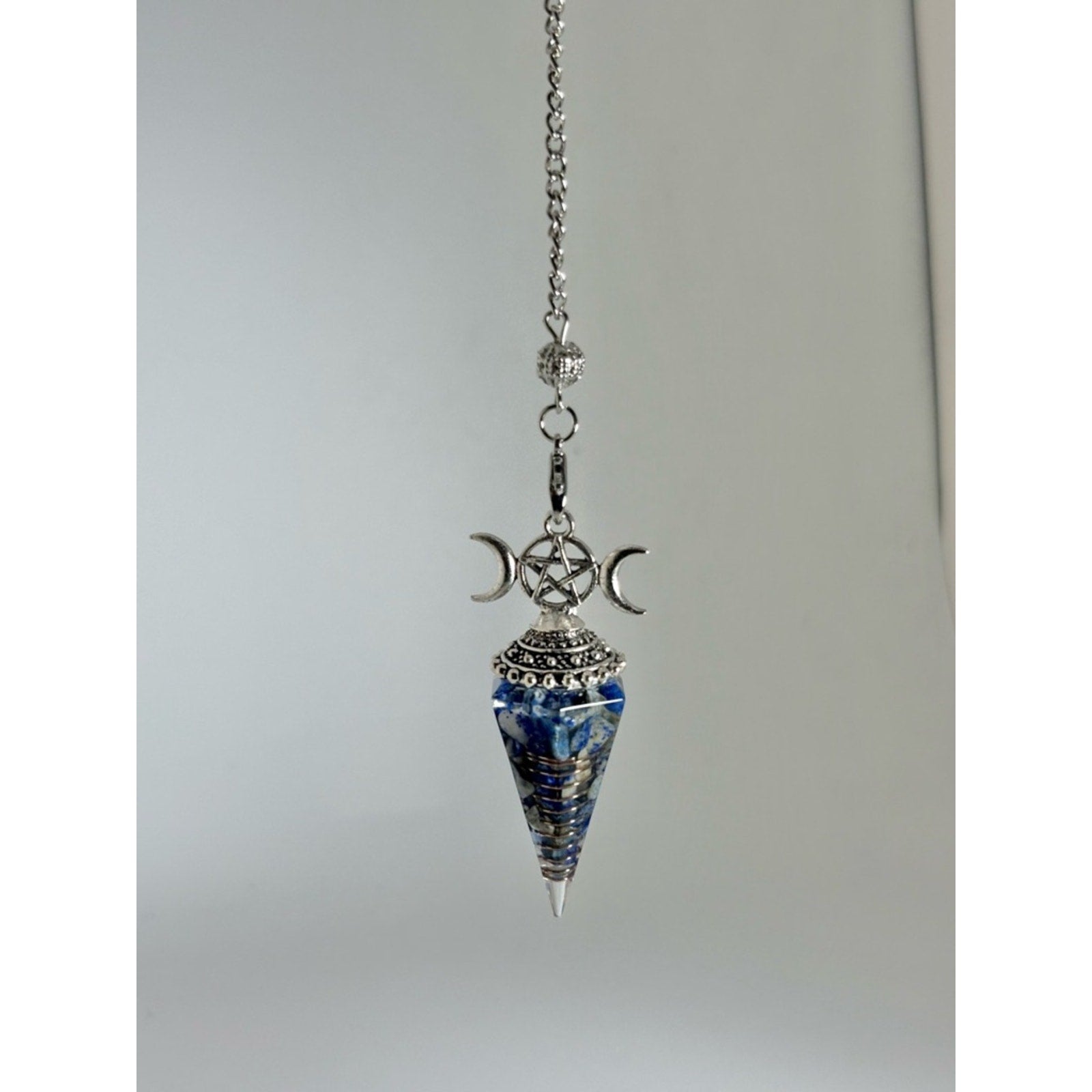Lapis Lazuli Orgone Pendulum | Triple Moon Pentacle | Divination Tool