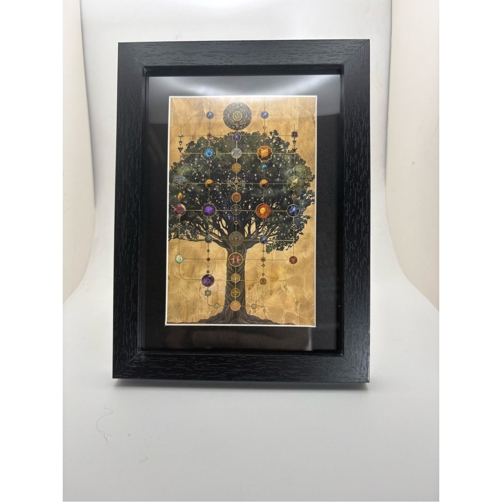 Celestial Tree of Life Art Print – Framed 5x7 Sacred Geometry Decor