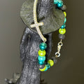 Handmade Teal & Lime Beaded Cross Bracelet — NEW WITHOUT TAGS 🏷️