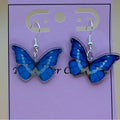 Blue Morpho Butterfly Dangle Earrings