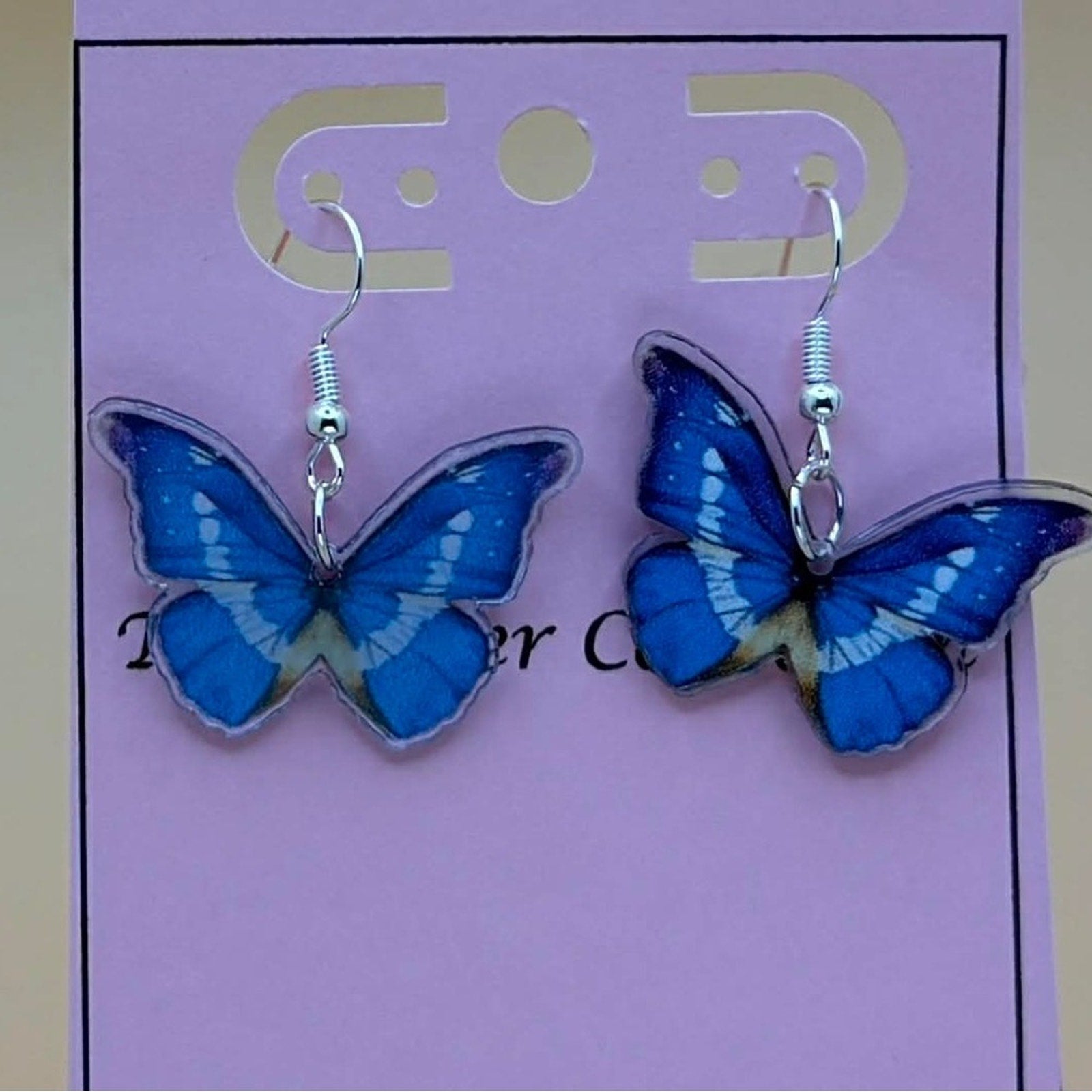 Blue Morpho Butterfly Dangle Earrings