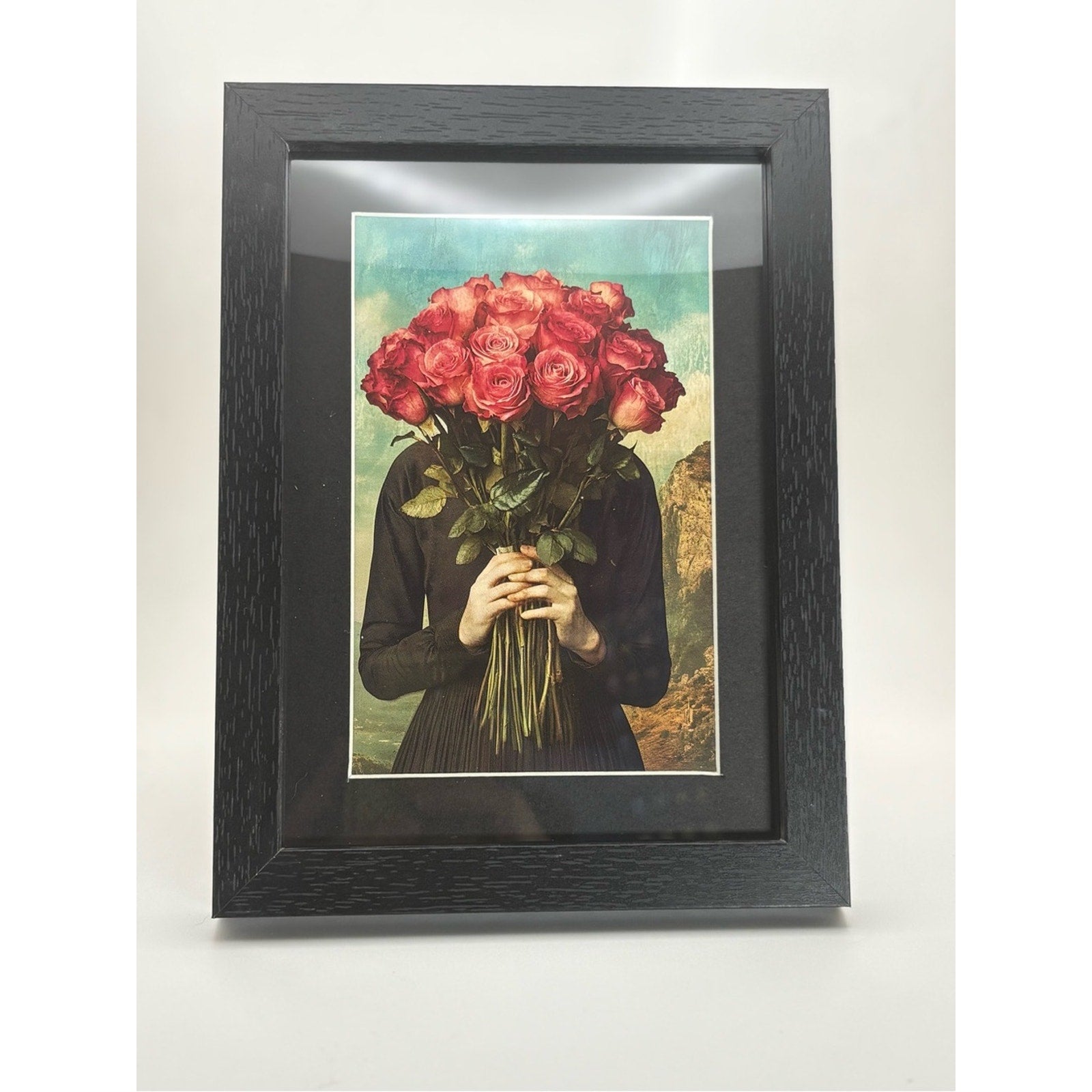 Surreal Rose Portrait Framed Art Print