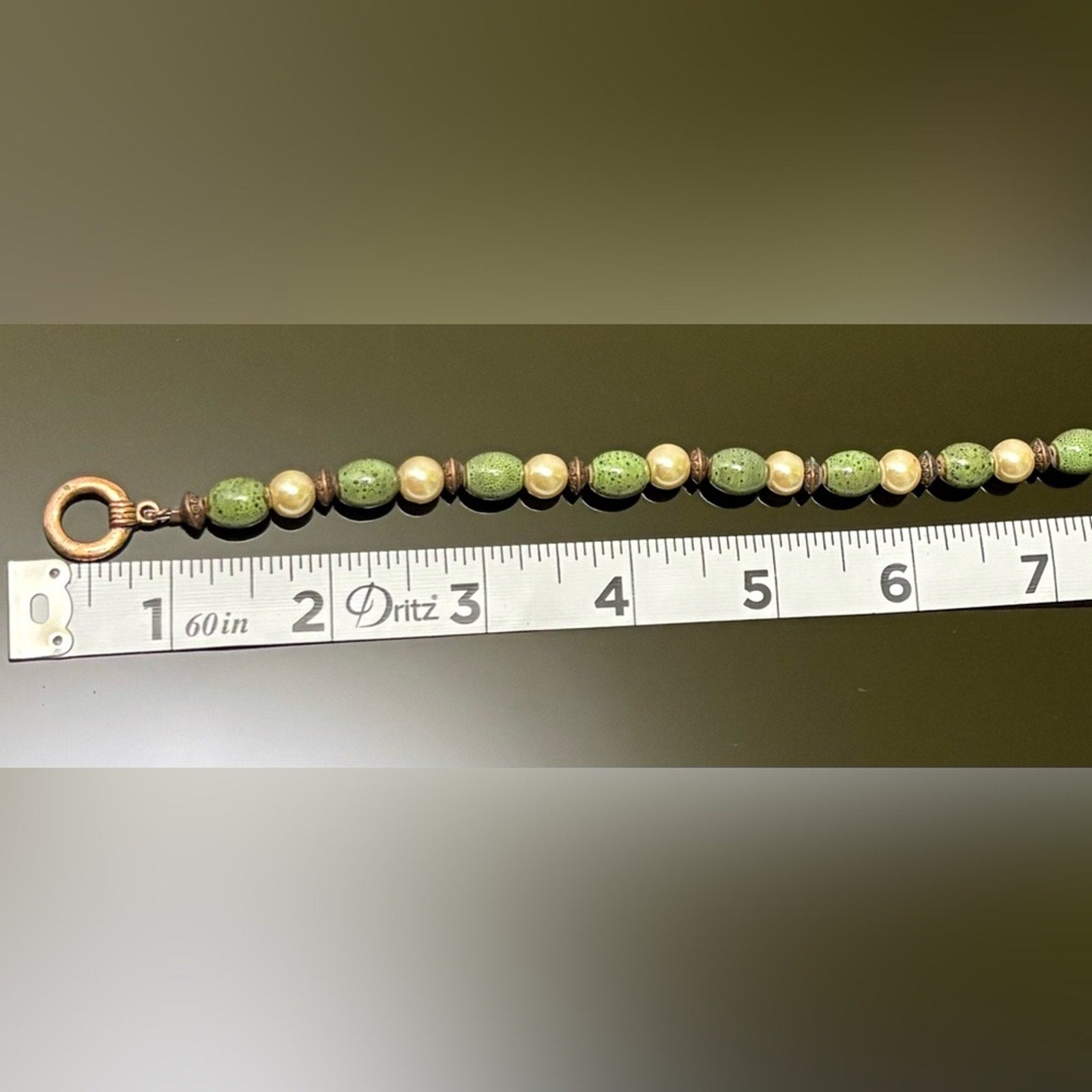 Handmade Green Beaded Jewelry Set – Bracelet, Earrings & Ring