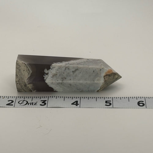 4.5” Druzy Agate Tower ✨ Banded Moss Agate Crystal Point