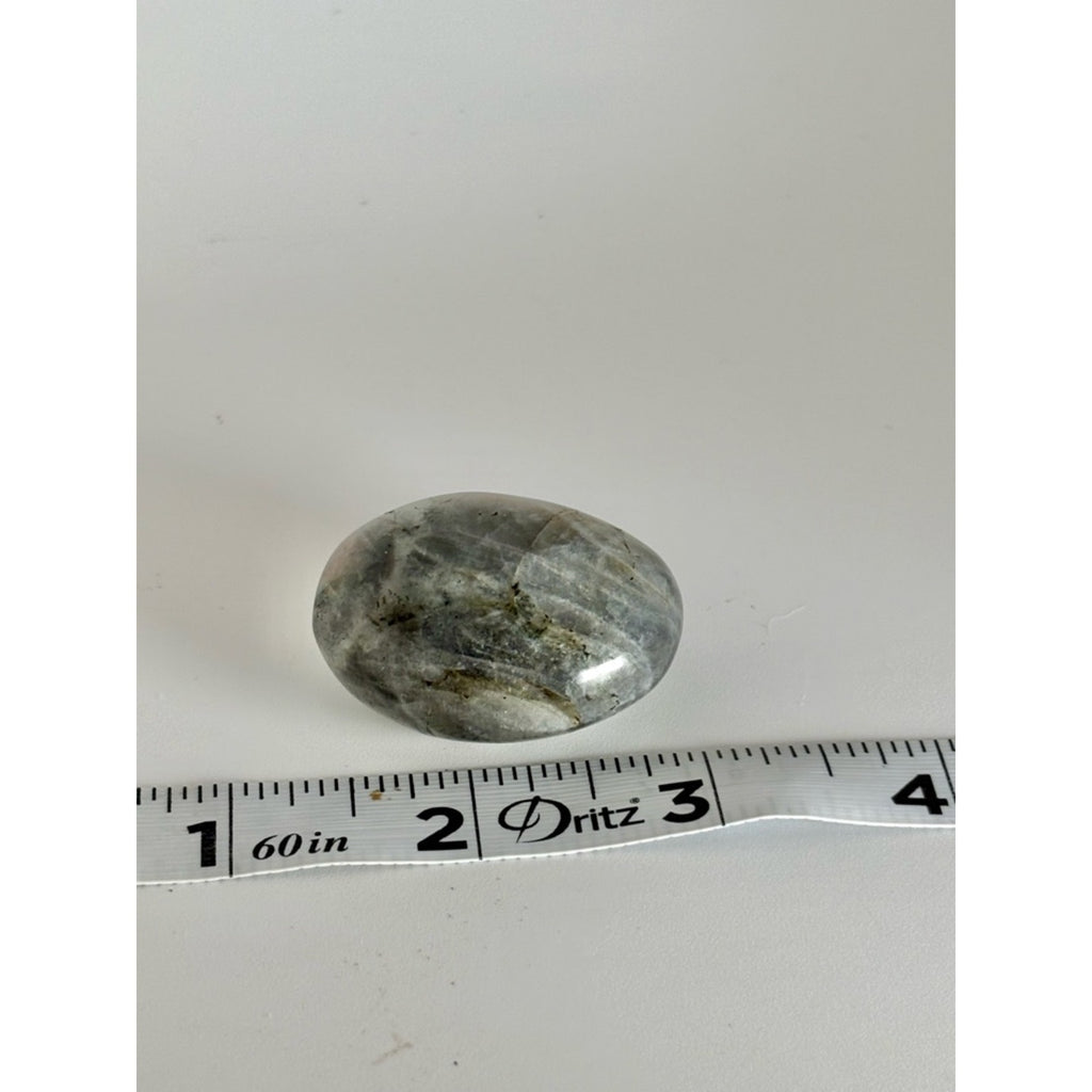 Labradorite Palm Stone | Polished Gray Stone | Pocket Stone