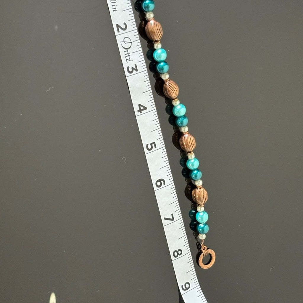 Handmade Teal & Bronze Beaded Bracelet — NEW WITHOUT TAGS 🏷️