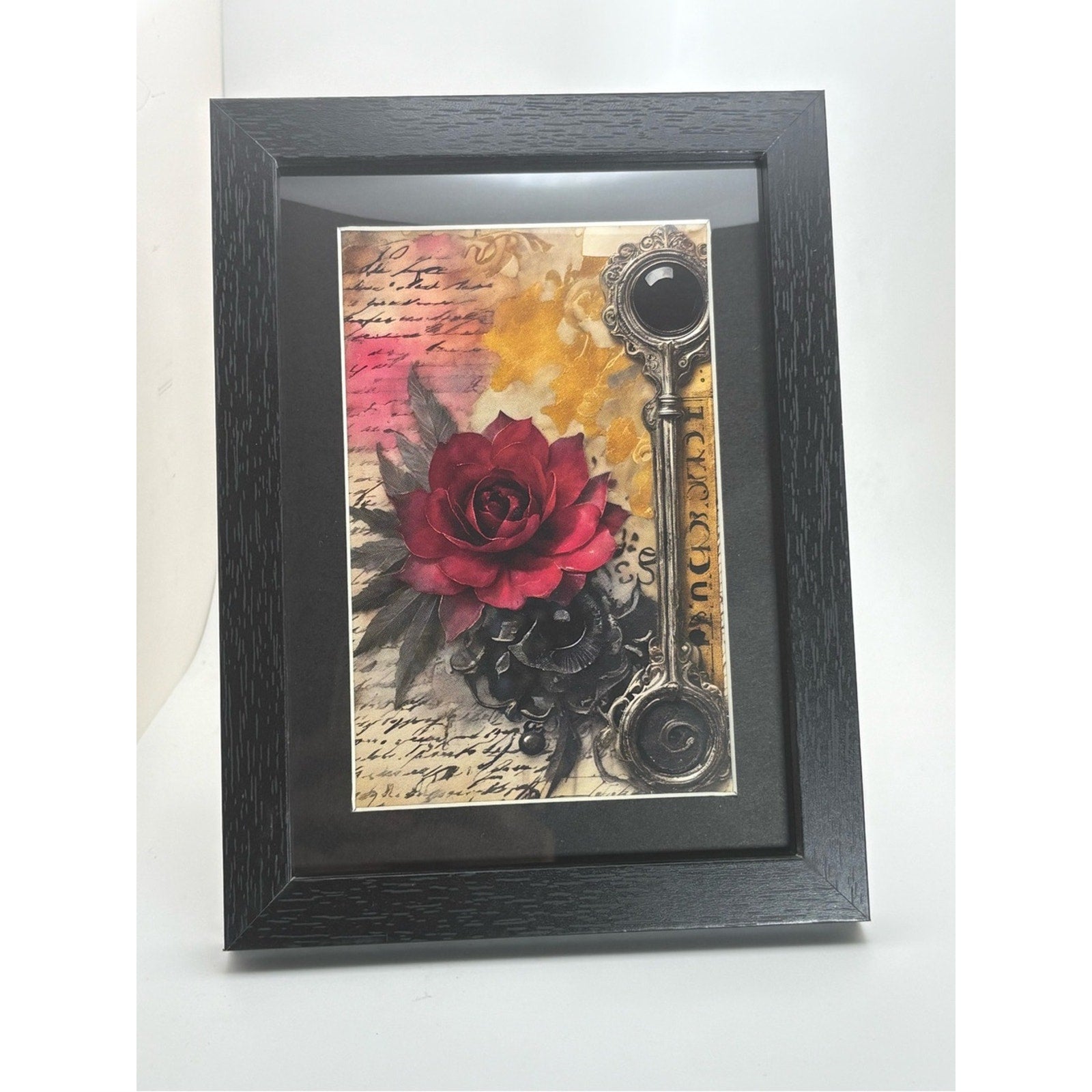 🖤 Gothic Rose & Skeleton Key Framed Art Print 🖤
