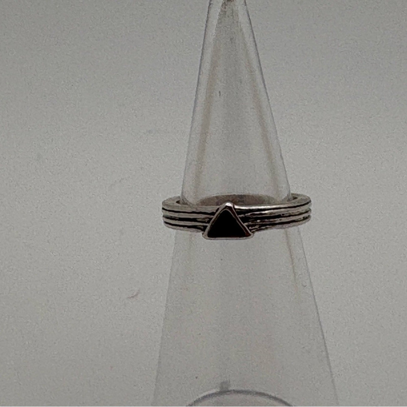 ✨ Minimalist Triangle Accent Ring – Silver Tone Stackable Band ✨