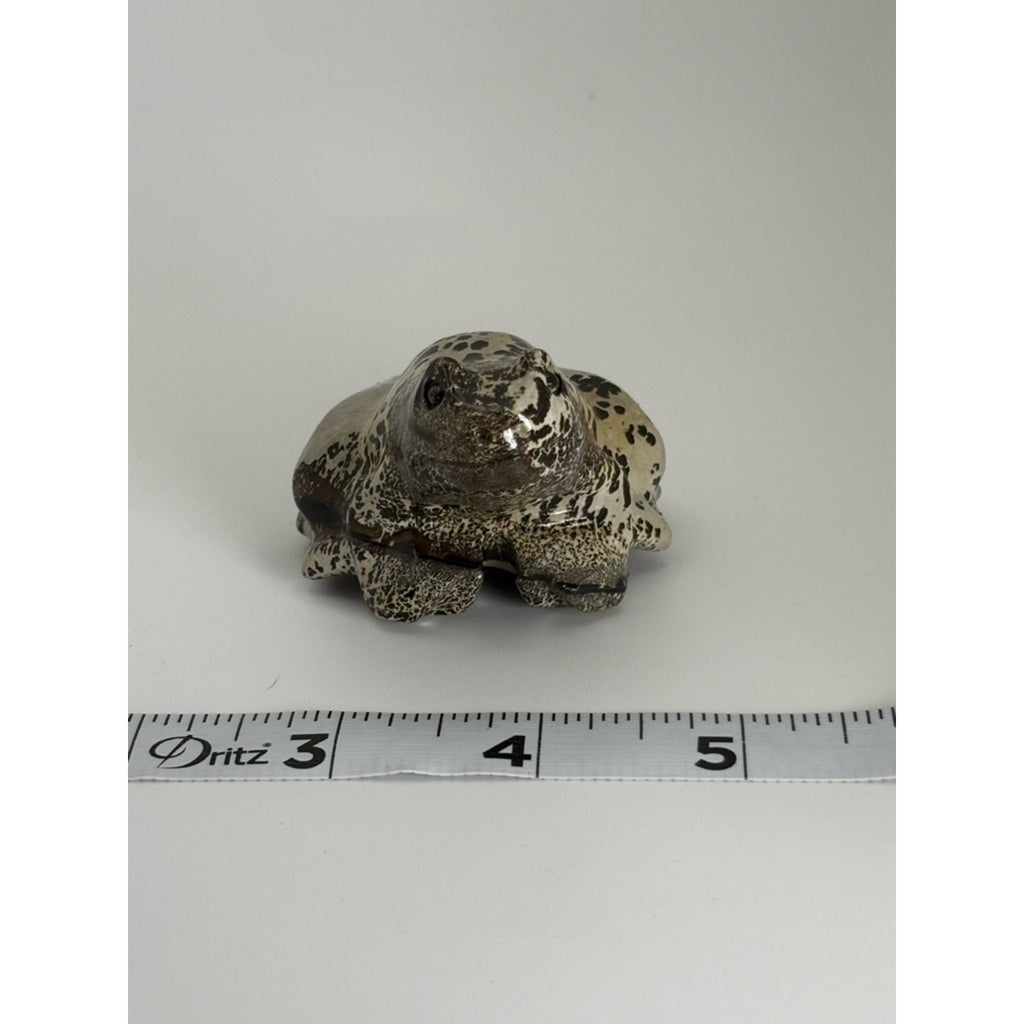 Dalmatian Jasper Frog Carving / Crystal Animal Figurine