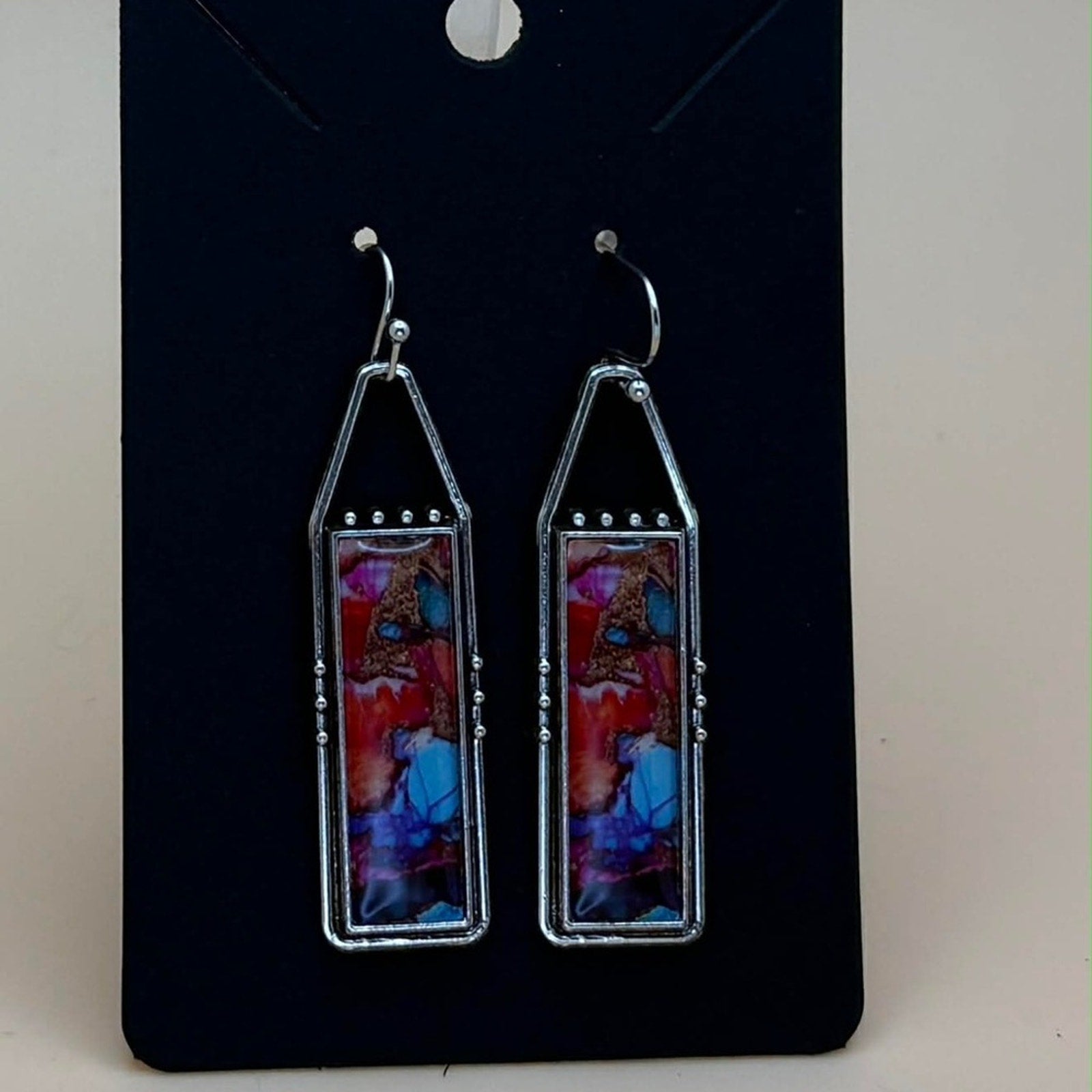 Colorful Rectangular Dangle Earrings | Modern Statement Jewelry
