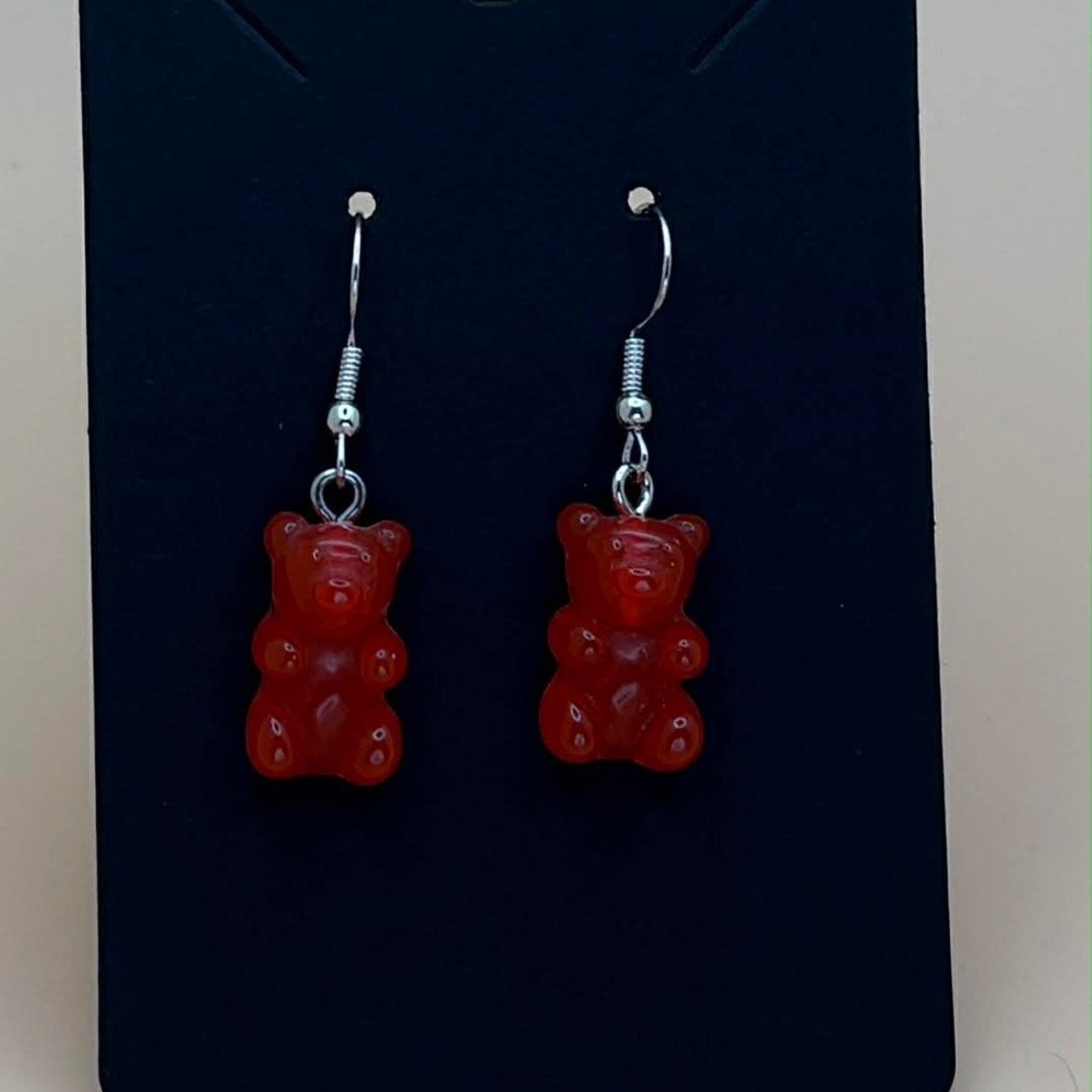 Red Gummy Bear Dangle Earrings