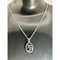 Silver Tone Om Pendant Necklace | Oval Frame Aum Symbol | Spiritual Yoga Jewelry