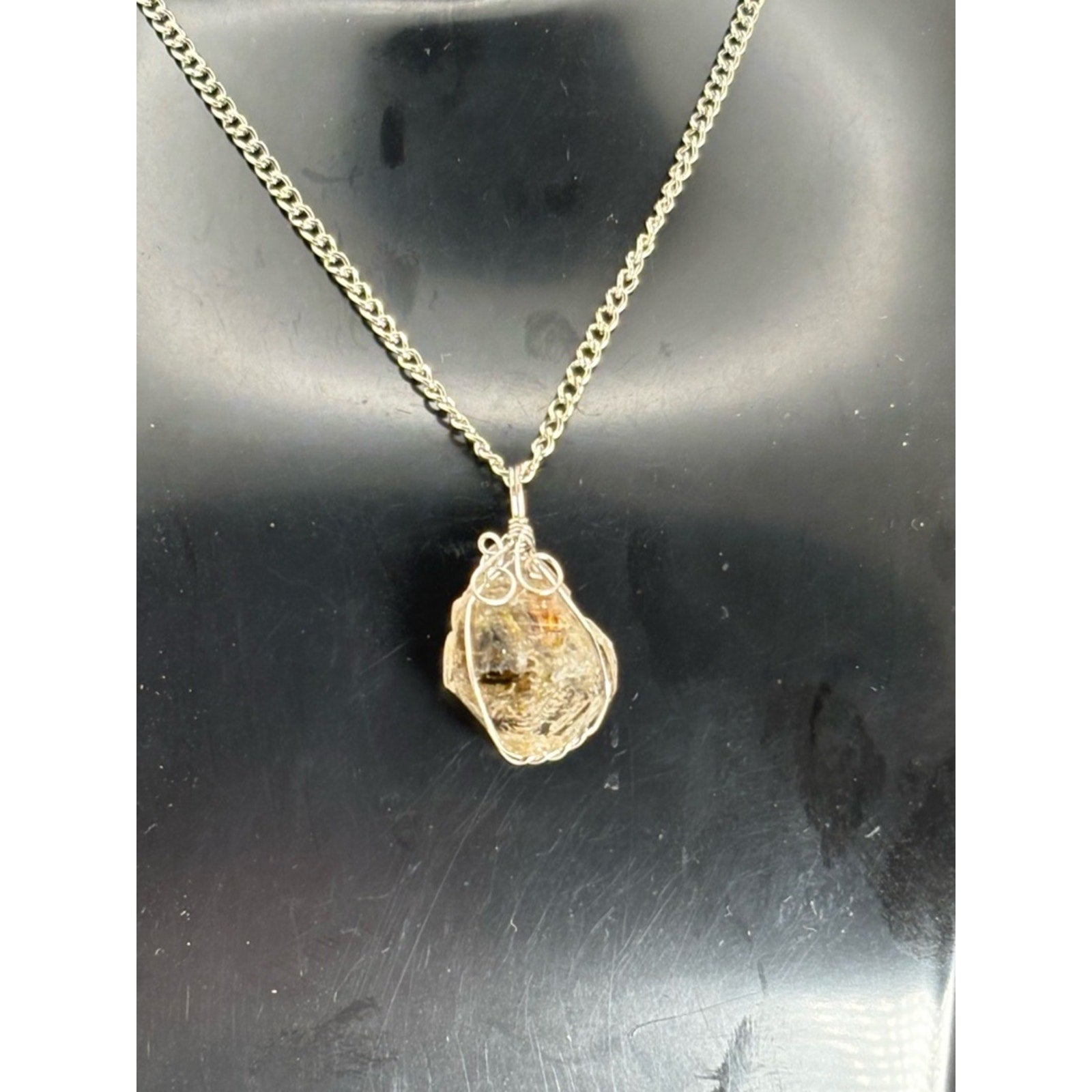 Herkimer Diamond Crystal Necklace • Raw Quartz 10 inch chain