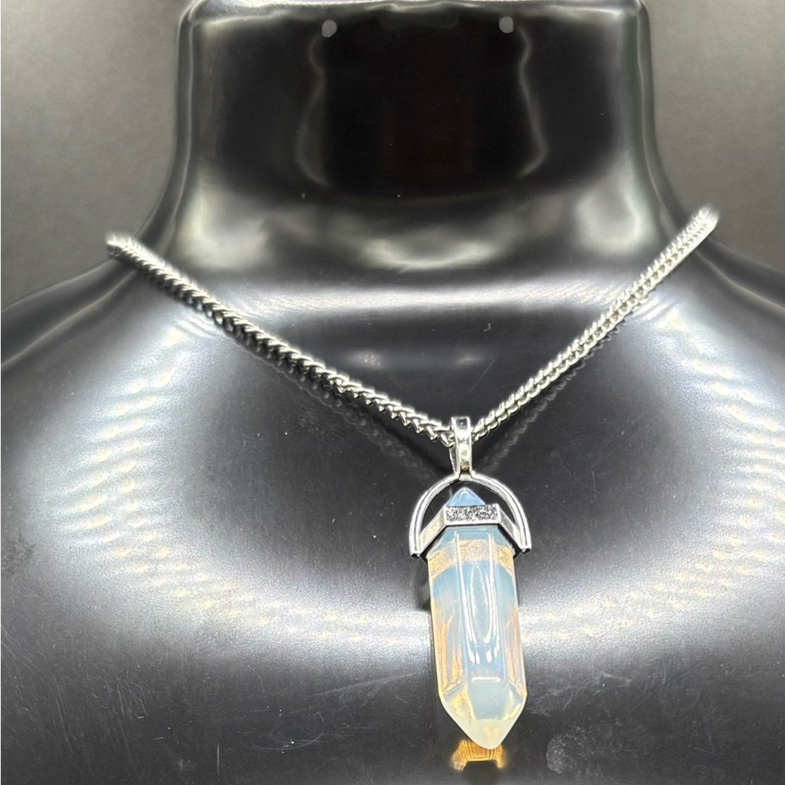 Opalite Prism Pendant Necklace | Man-Made Glass Stone