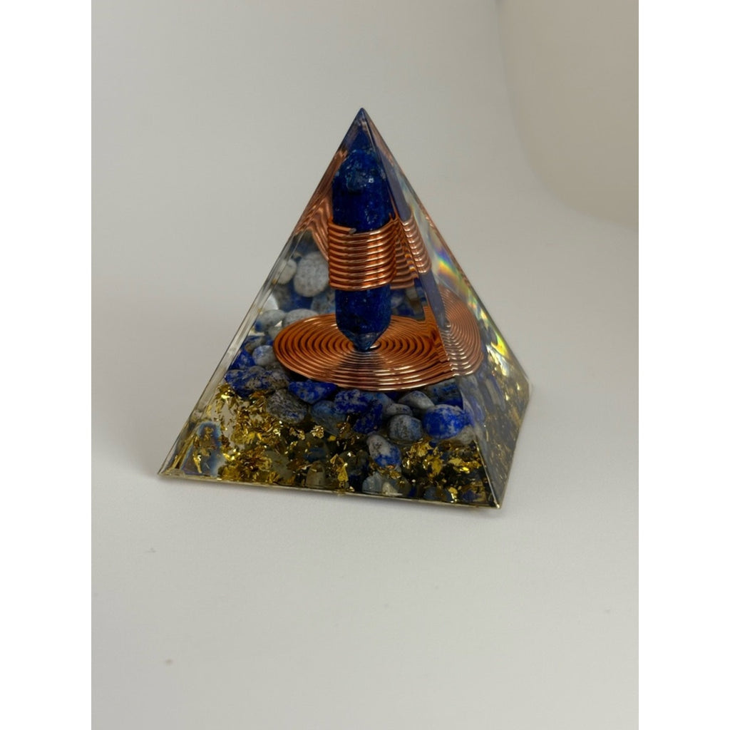 Lapis Lazuli Orgone Pyramid w/ Copper Coil • Energy Generator