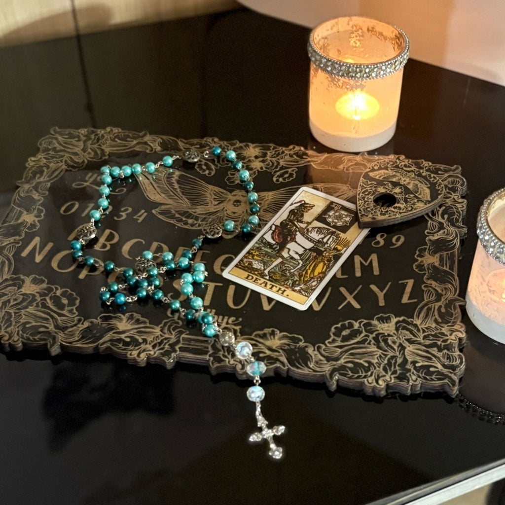 Handmade Turquoise Beaded Crucifix Necklace — NEW WITHOUT TAGS 🏷️