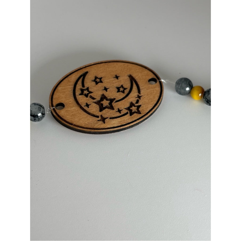 Handmade Moon & Stars Bracelet | Wood Charm Bracelet