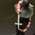 Handmade Pink & Purple Beaded Cross Bracelet — NEW WITHOUT TAG 🏷️