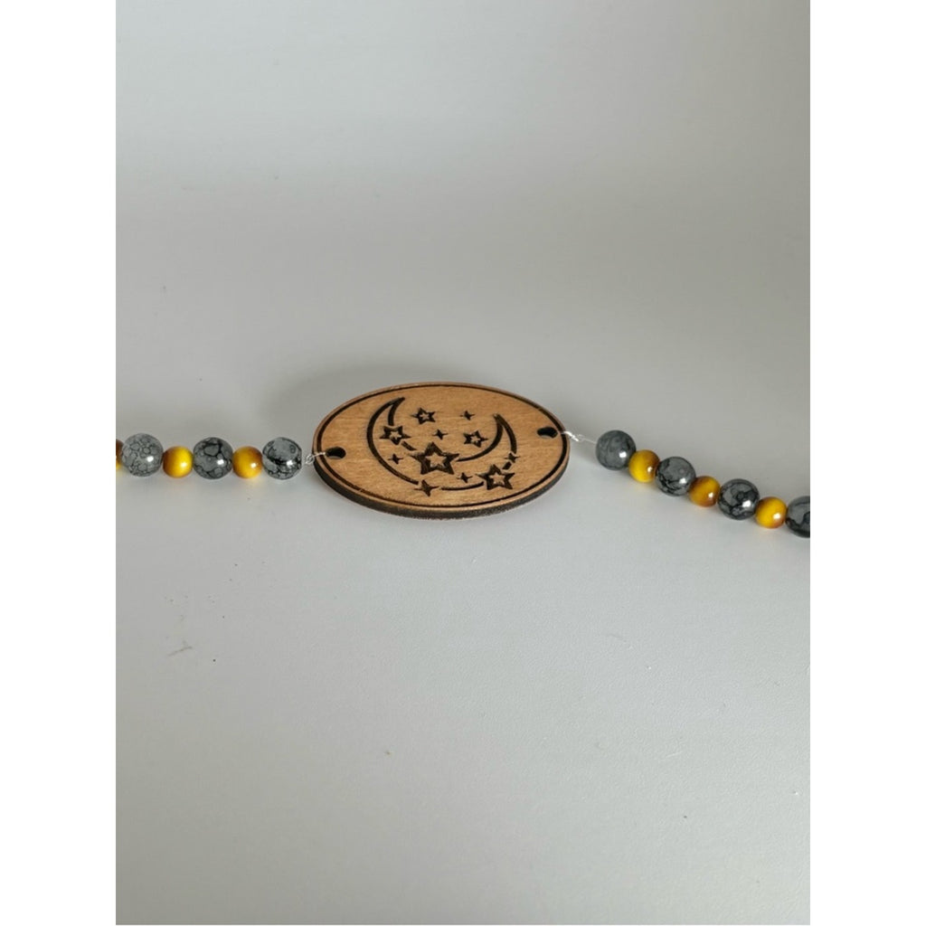 Handmade Moon & Stars Bracelet | Wood Charm Bracelet