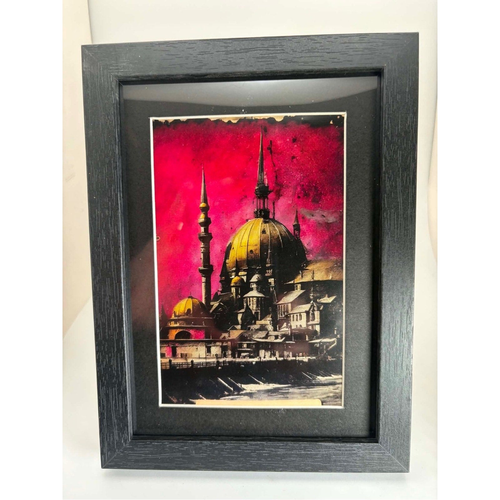 Framed Architectural Cityscape Art Print | 5x7 Vintage Wall Decor