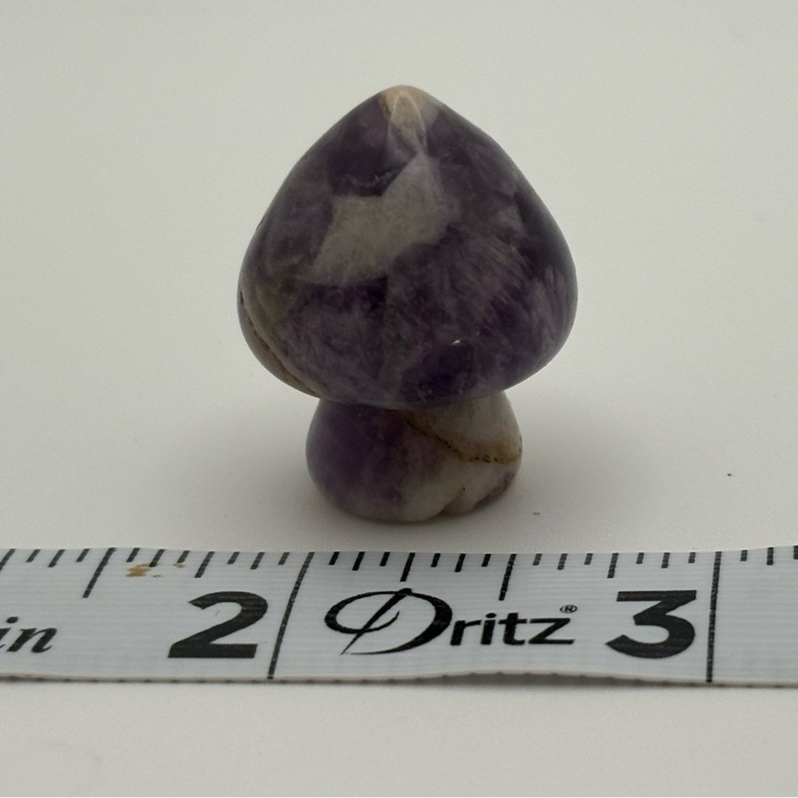 ✨ Chevron Amethyst Mushroom Carving – Polished Crystal ✨