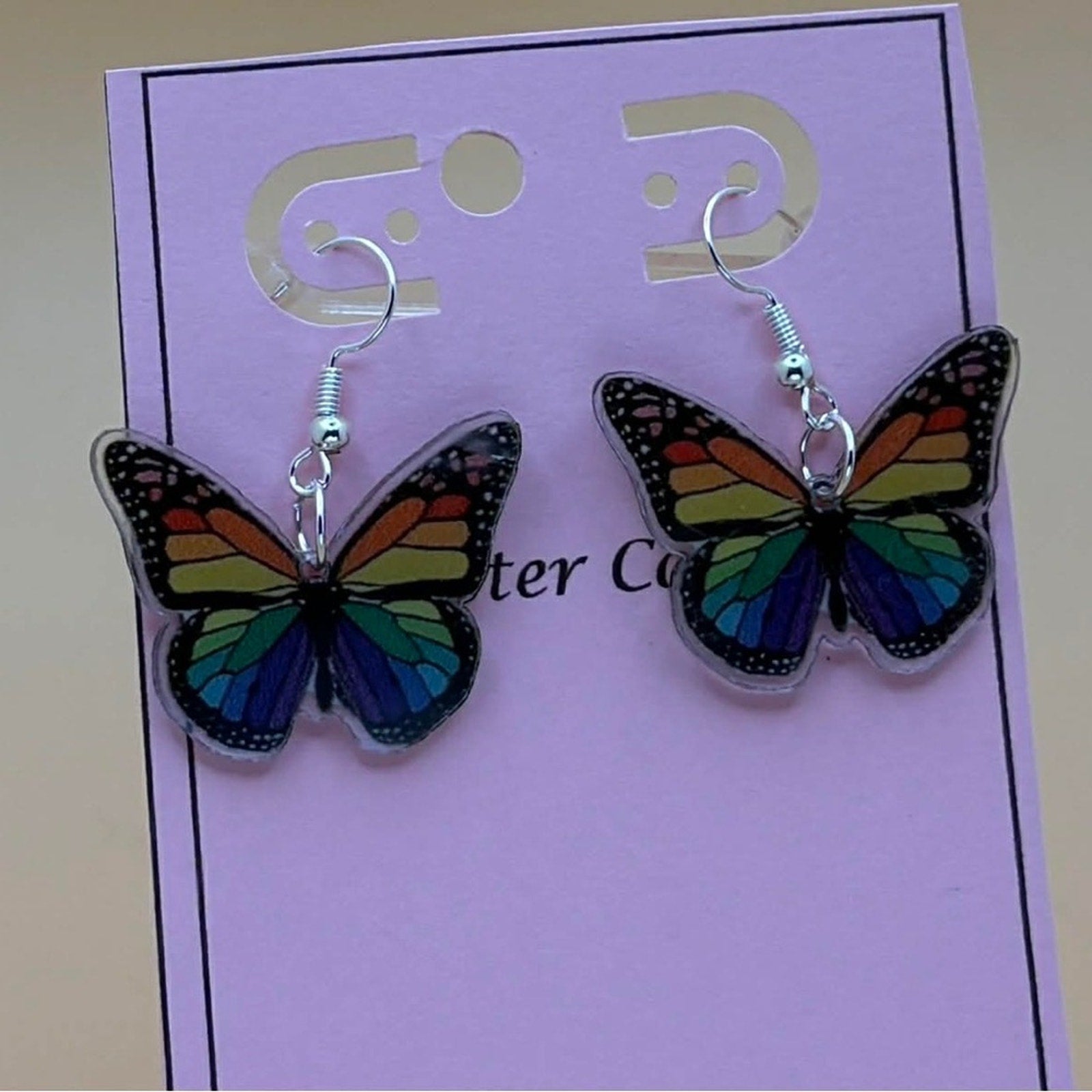 Rainbow Butterfly Dangle Earrings | Lightweight & Colorful