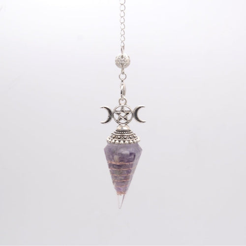 Amethyst Triple Moon Pendulum – Pentacle Divination Tool