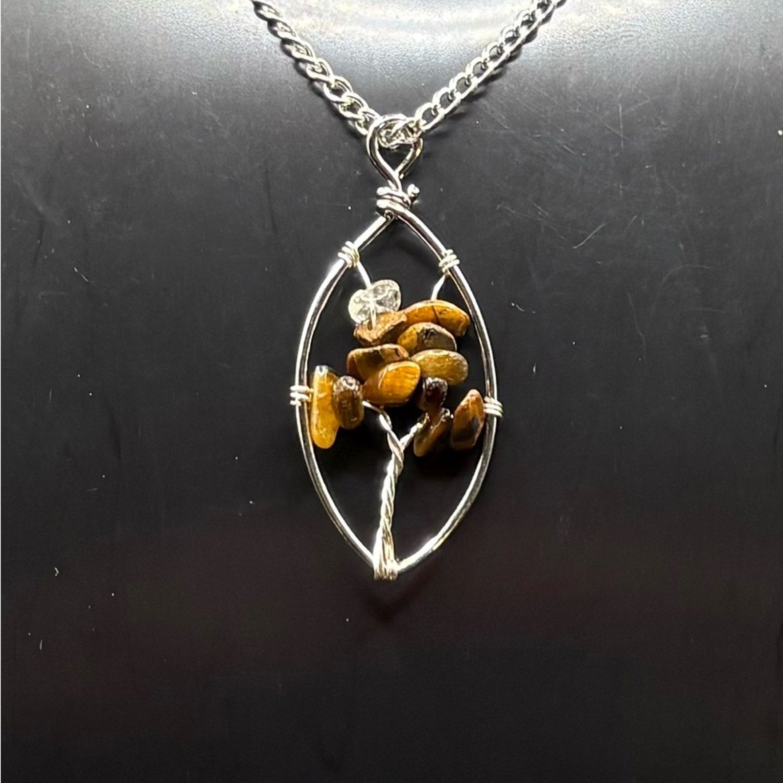 Tiger's Eye Tree Pendant Necklace