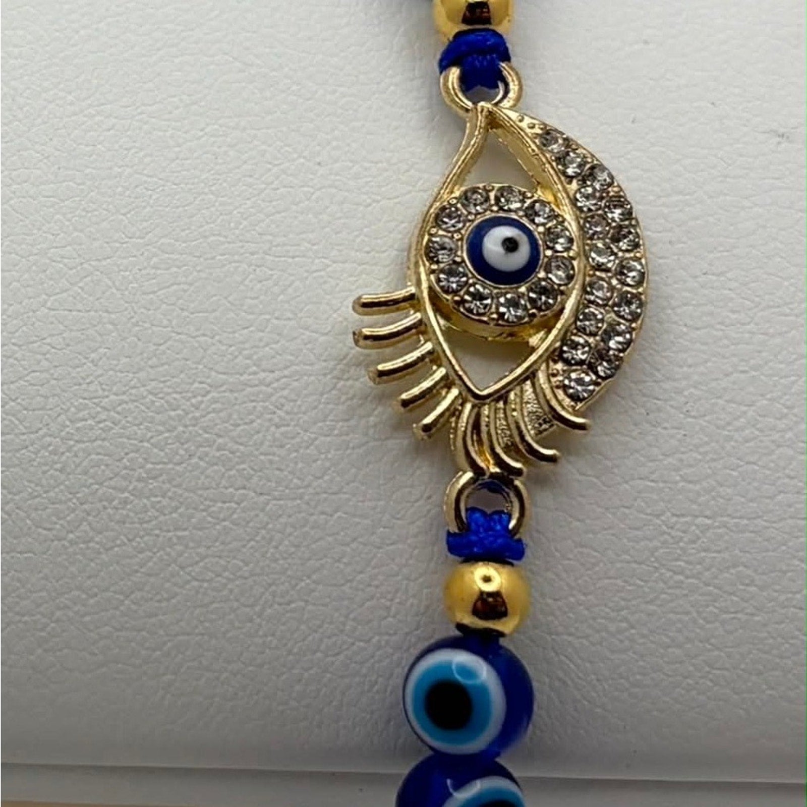 Blue Evil Eye Adjustable Bracelet | Rhinestone Protection Charm