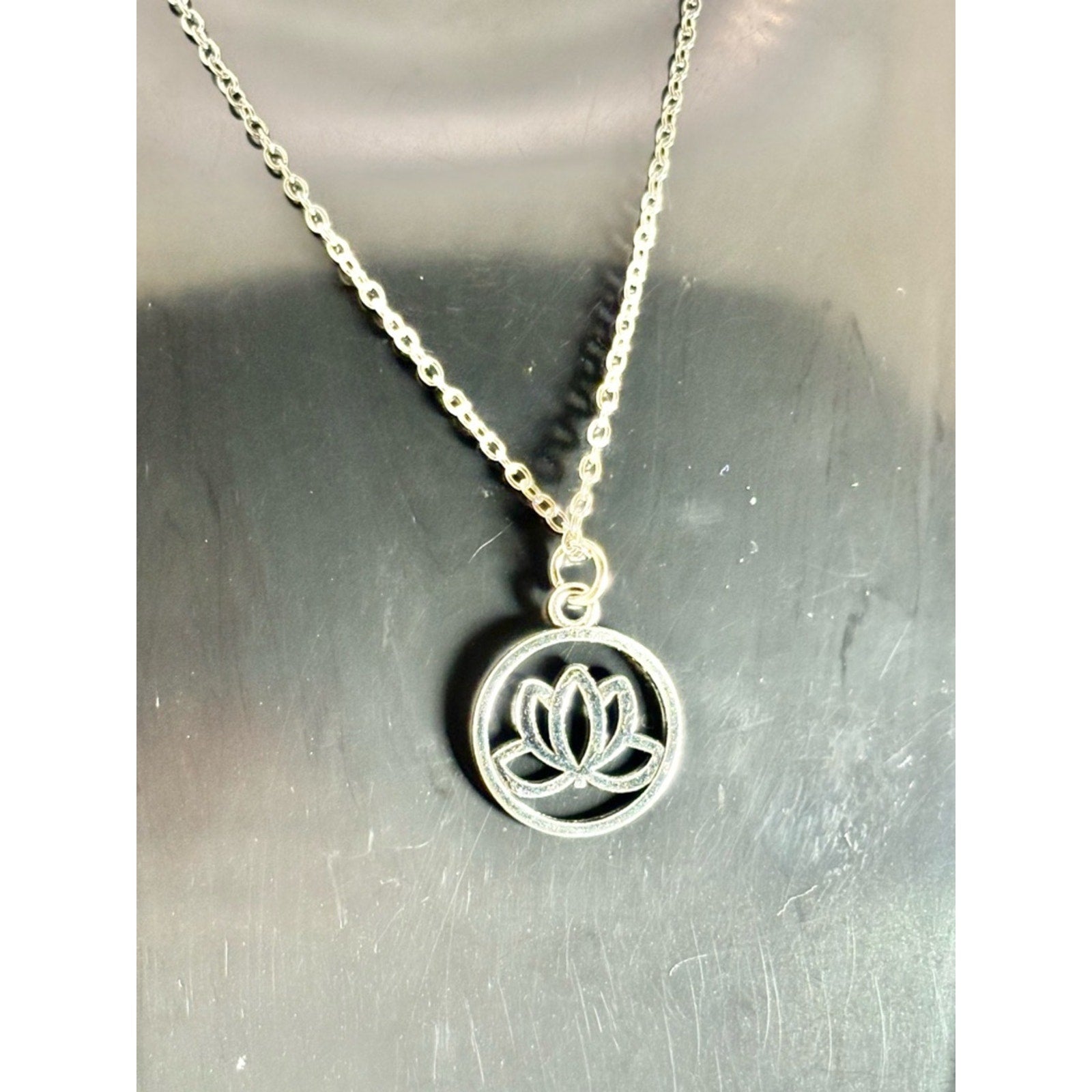 Lotus Flower Necklace Silver Tone | Spiritual Yoga Meditation