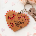 ❤️ Laser Engraved Bass Wood Heart Gear Keychain – Made to Order