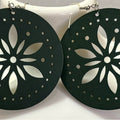 Green Mandala Wooden Earrings