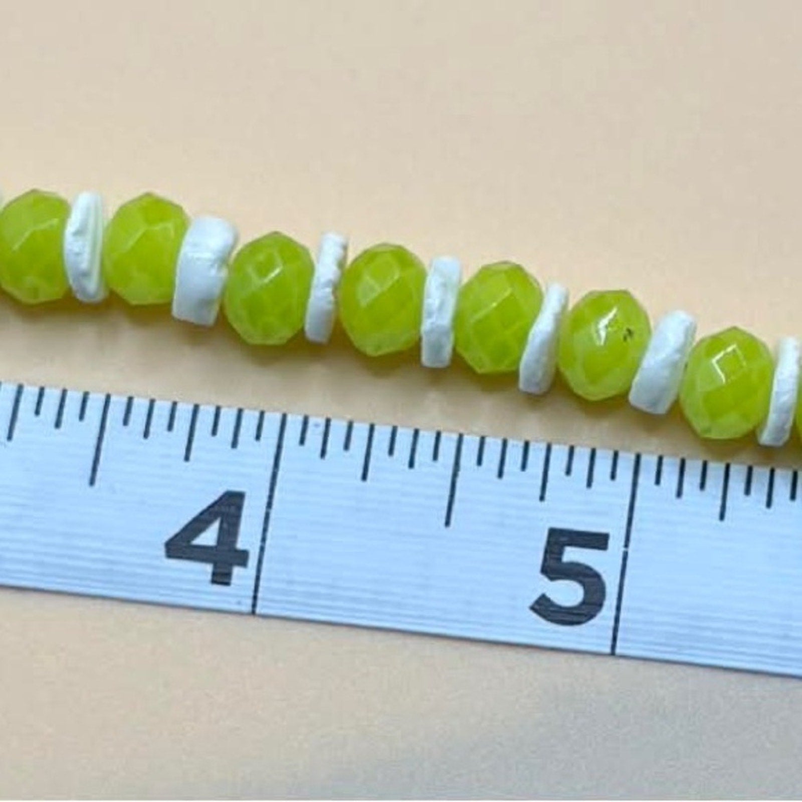 🍋 Handmade Lime Green & Amber Beaded Bracelet 🍋