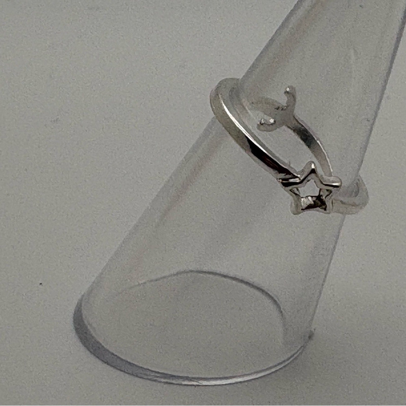 ✨ Minimalist Moon & Star Silver Ring – Celestial Stackable Band ✨