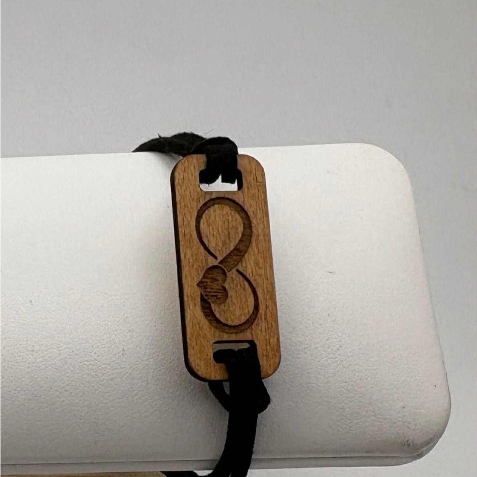 Laser Engraved Wood Infinity Heart Bracelet