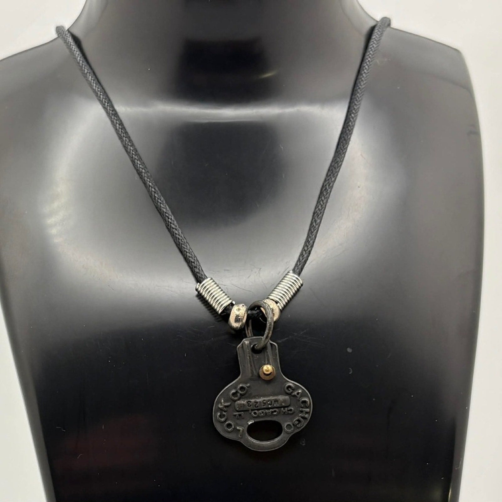 Key Style Pendant Necklace – Industrial Inspired Cord Necklace